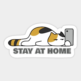 Calico Cat Stay At Home with Phone Sticker